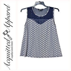 SJS Netted Shoulder Sleeveless Top Black White XL